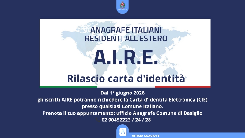 Rilascio carta d\'identit� cittadini A.I.R.E.