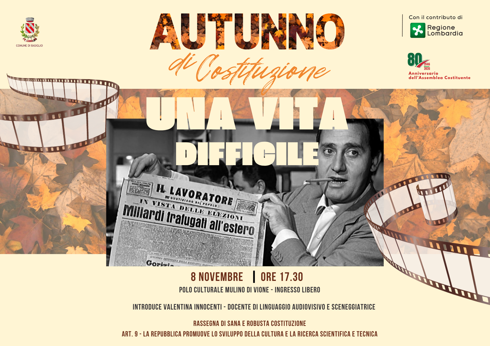 �Una vita difficile�:  il terzo appuntamento della rassegna �Di sana e robusta Costituzione�